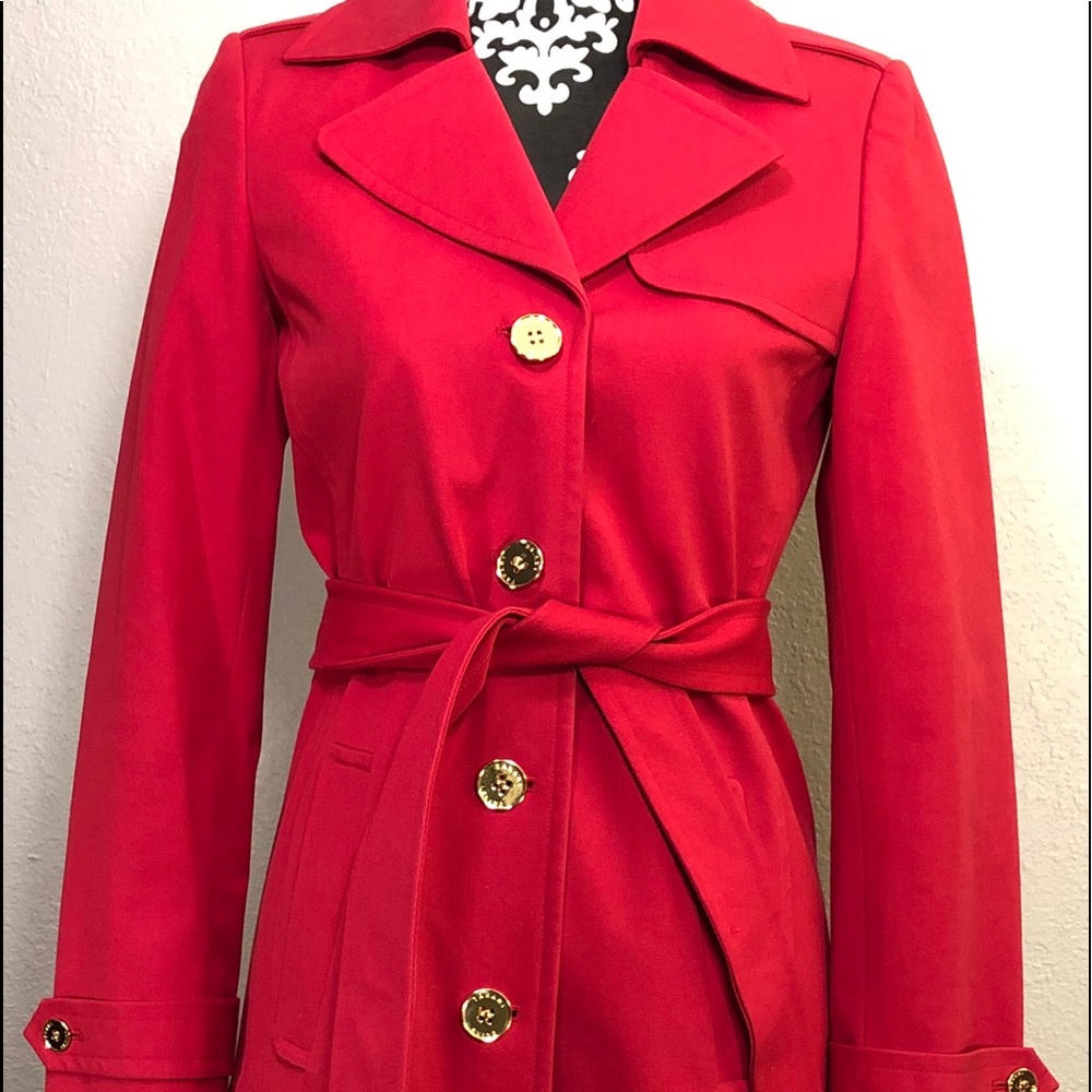 Tahari Red Trench Coat